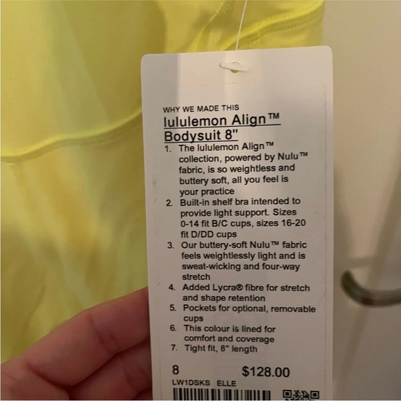 Lululemon NEW WITH TAGS Align Shorts Bodysuit 10 neon yellow athleisure yoga - Picture 5 of 5